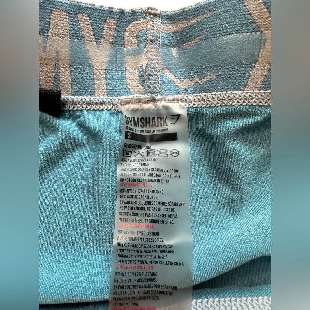 Gymshark Light Blue Leggings Women’s Small Elastic Logo Waistband - Picture 3 of 5